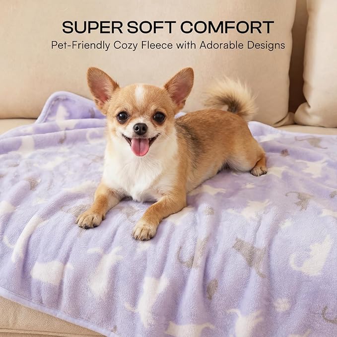Luciphia 1 Pack 3 Cat Printed Fleece Pet Blankets Washable，Soft Warm Throw - Image 3