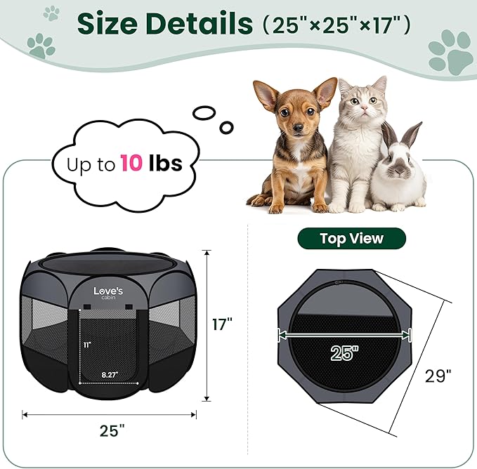 Love's cabin Pet Puppy Dog Playpen, Small Dog Tent Crates Cage Indoor/Outdoor - Image 3