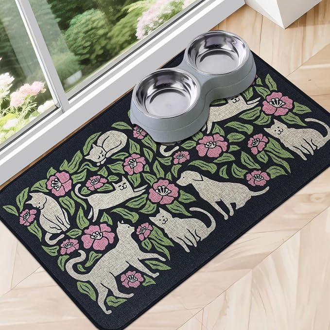 SHIYUE Dog Food Mats for Floors, Absorbent Cat Bowl for Food and Water by LovingLifeGifts
