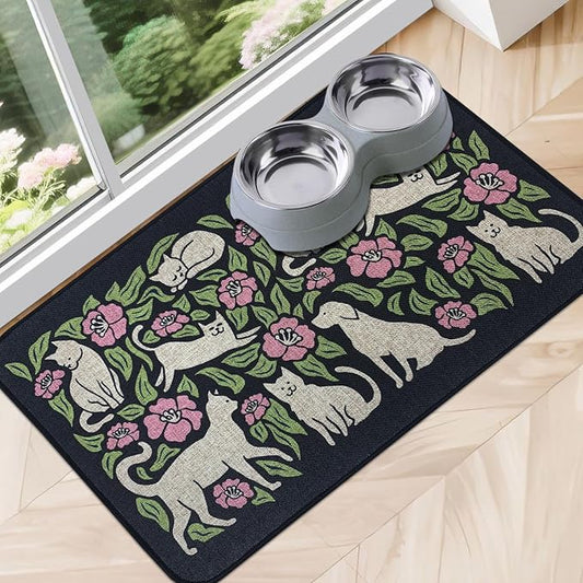 SHIYUE Dog Food Mats for Floors, Absorbent Cat Bowl for Food and Water by LovingLifeGifts