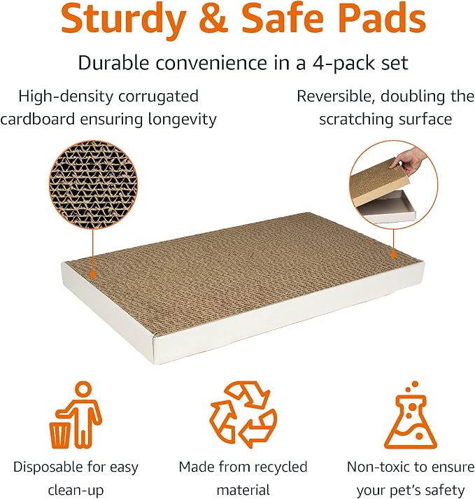 Amazon Basics Corrugated Cardboard Cat Scratcher, Scratching Board, Reversible - Image 2