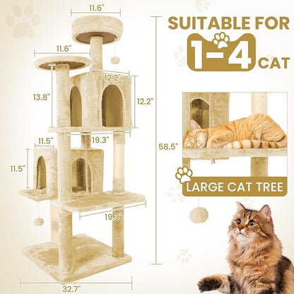 58.5inch Large Cat Tree Tower Condo - Image 3