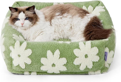 LE SURE Cute Dog Bed for Small Dogs & Cats- Washable Puppy Beds, Cozy Rectangle by Lesure