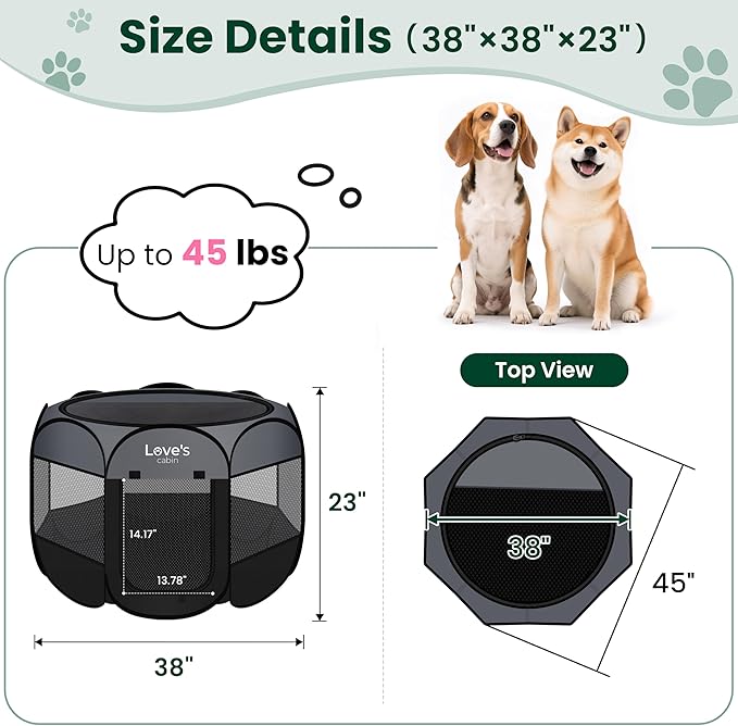 Love's cabin Pet Puppy Dog Playpen, Large Dog Tent Crates Cage Indoor/Outdoor - Image 3
