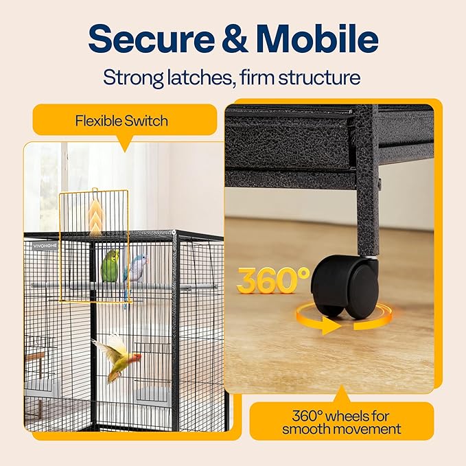 VIVOHOME 30 Inch Height Wrought Iron Bird Cage - Image 5