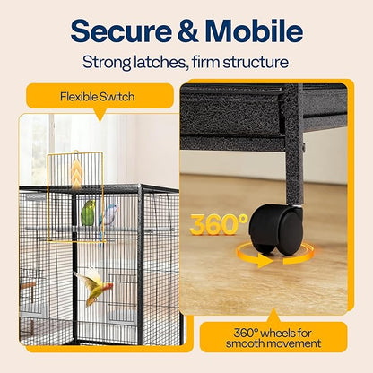 VIVOHOME 30 Inch Height Wrought Iron Bird Cage - Image 5