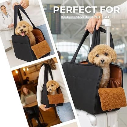 Black Dog Purse Carrier for Small Dogs – Cotton Padded Interior, Breathable - Image 5