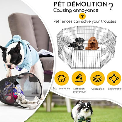 FDW 24 Inch Dog Pen 8 Panel Dog Playpen Indoor Outdoor Metal Puppy Pet Fence - Image 3