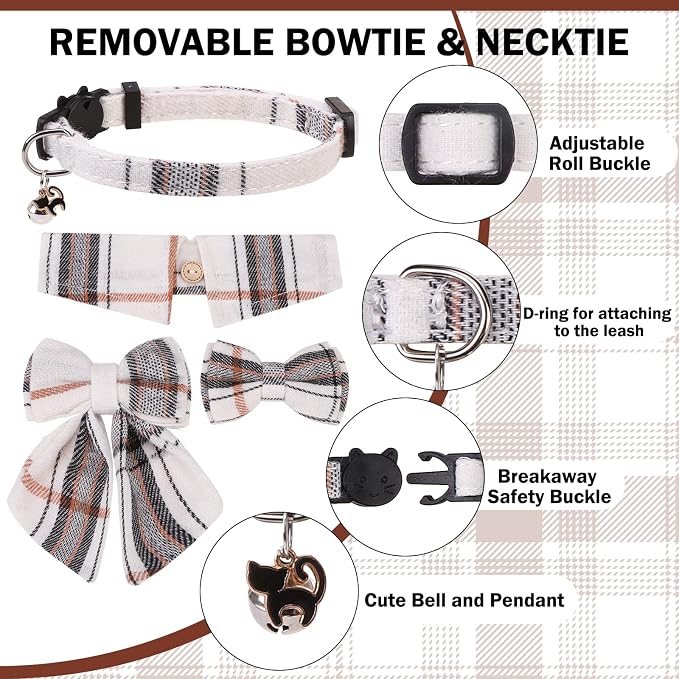 Cat Collar with Bells Breakaway, Bowtie Cat Collar - Image 3