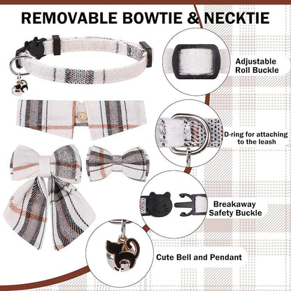 Cat Collar with Bells Breakaway, Bowtie Cat Collar - Image 3