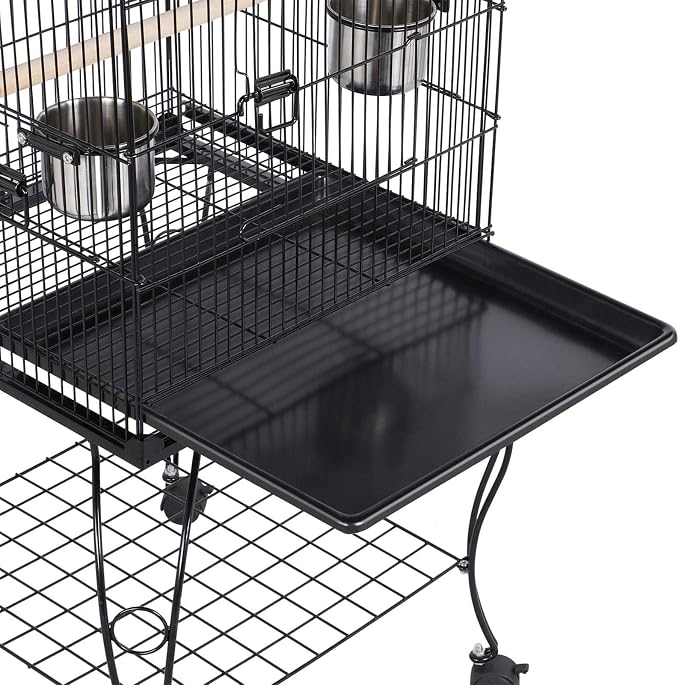 Yaheetech Budgie Cage 55-inch Rolling Standing Triple Roof Medium Parrot Cage - Image 9