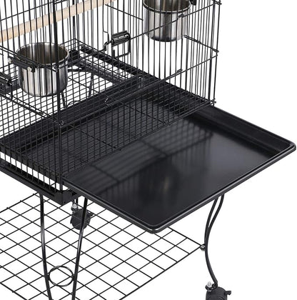 Yaheetech Budgie Cage 55-inch Rolling Standing Triple Roof Medium Parrot Cage - Image 9