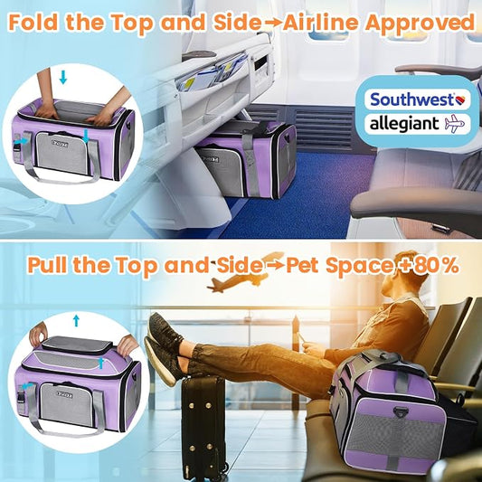 Petskd Top-Expandable Pet Carrier 19x13x9 Inches Southwest Allegiant Airlines - Image 2
