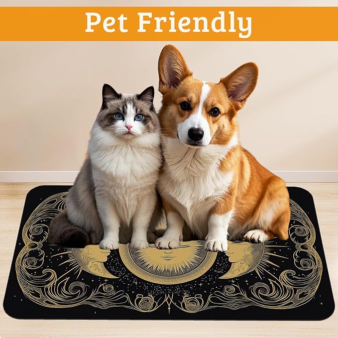 Dog Bowl Mat, Moon Sun Pet Feeding Mat - Image 2