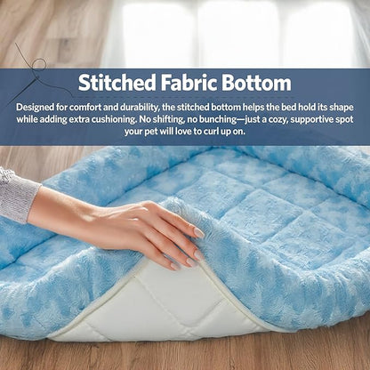 MidWest Homes for Pets QuietTime Fashion XS Dog Bed – Blue Faux Fur Bolster - Image 5