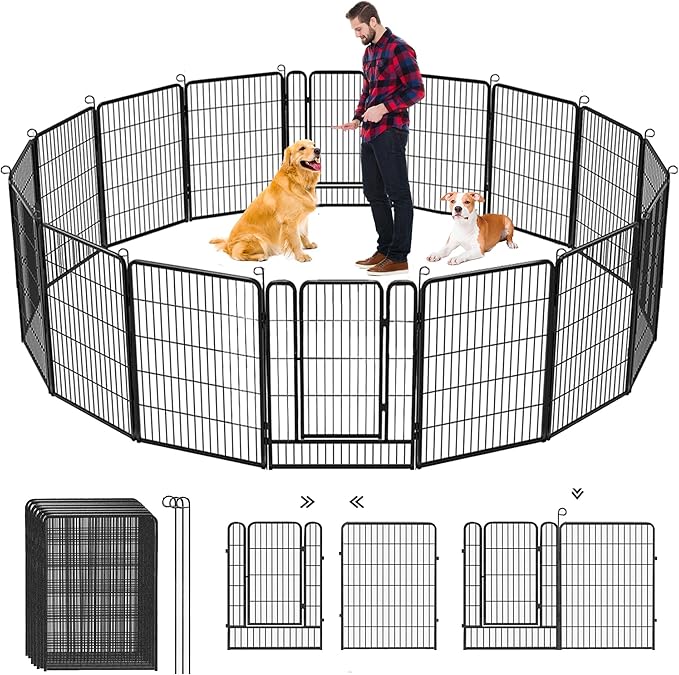 Dog Playpen Outdoor, 32 inch Heavy Duty Dog Fence Outdoor by Jhsomdr