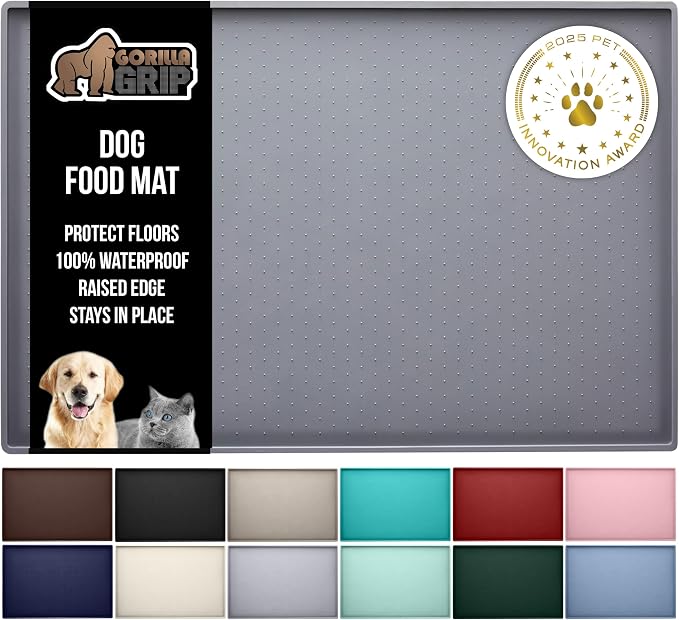 GORILLA GRIP 100% Waterproof Raised Edge BPA Free Silicone Pet Feeding Mat by GorillaGrip
