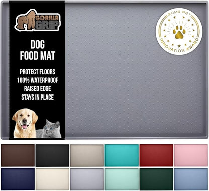 GORILLA GRIP 100% Waterproof Raised Edge BPA Free Silicone Pet Feeding Mat by GorillaGrip
