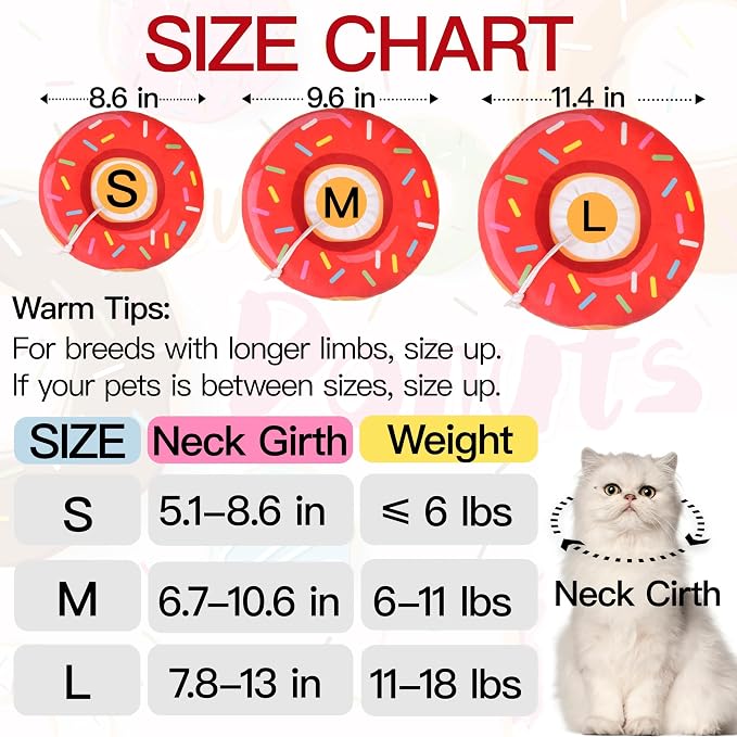 Cat Cone Collar Soft, Cute Cat Donut Collar After Surgery, Adjustable Kitten - Image 2