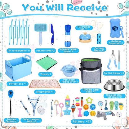 65 Pcs Puppy Supplies Starter Kit Small Dog Essentials Includes Dog Leash - Image 3