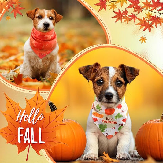 Weewooday 50 Pcs Thanksgiving Fall Dog Bandanas Bulk Pumpkin Maple Leaves - Image 2