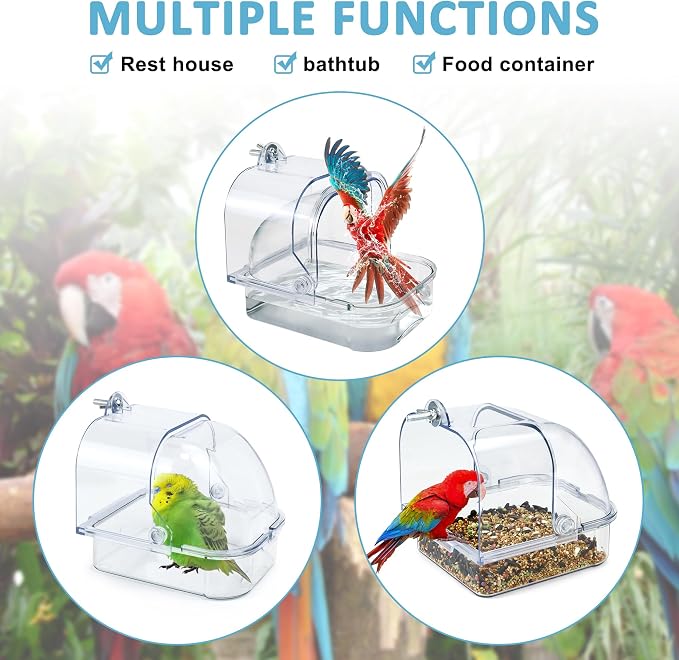 Bird Bath for Cage, Upgraded Bird Bath Box for Cage Accessory Small Birds - Image 5