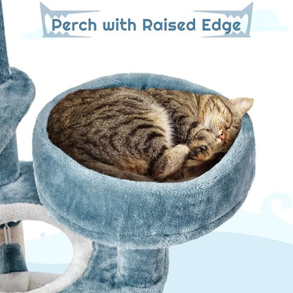 Yaheetech 45.5in Ocean-Themed Cat Tree Multi-Level Cat Tower, Plush Pet - Image 9