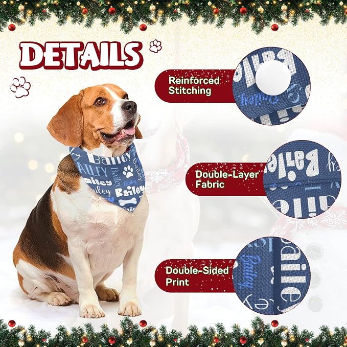 Personalized Dog Bandanas Custom Neckwear Name Button Anti-loosening Dog Scarf - Image 3