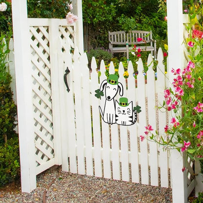 Fiwochic St Patrick's Dogs Cat Decorations Metal Shamrock Wall Art Irish Pet - Image 4