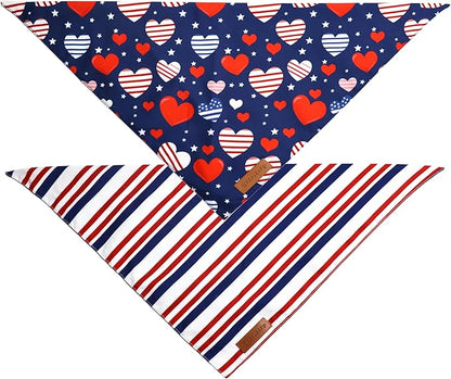 Realeaf 4th of July Dog Bandanas 2 Pack, Reversible American Flag Pet Scarf - Image 3