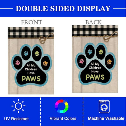 12x18 All My Children Have Paws Garden Flag Cat Paw Print Black Gingham Outdoor - Image 5
