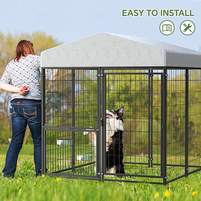 Mr IRONSTONE Outdoor Dog Kennel Heavy Duty Metal Dog Enclosure - Image 6