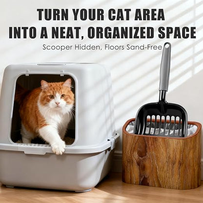Cat Litter Scoop Holder – Wood-Grain Dual-Open Scoop Caddy - Image 6