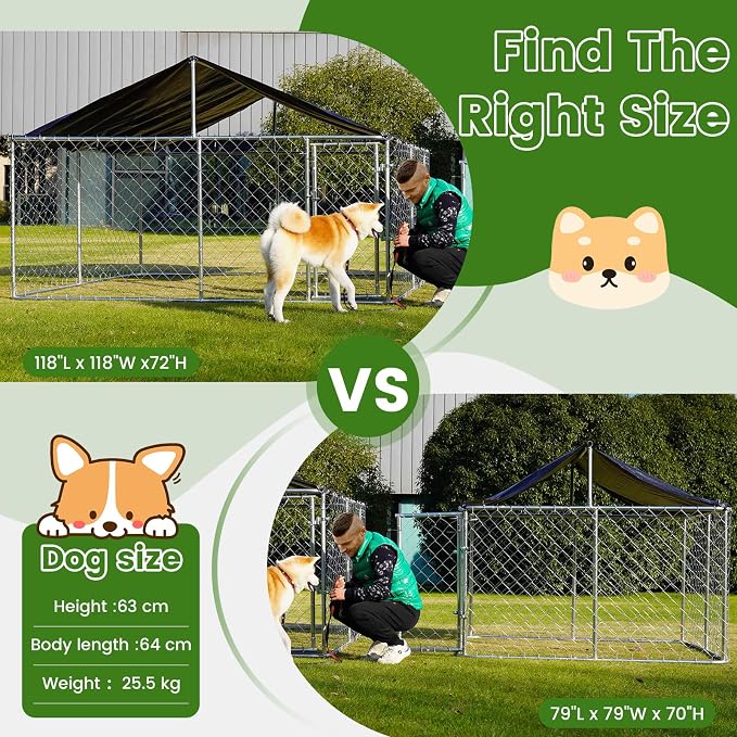 Petonly Outdoor Dog Enclosure Heavy Duty Dog Kennel House Mesh Dog Big Cage Pet - Image 5