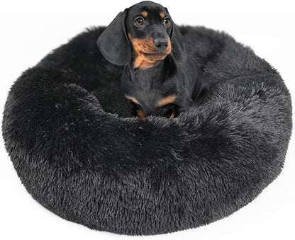 Calming Donut Dogs Beds for Small Dogs Washable, 28inch Plush Round Pet Bed for by nononfish