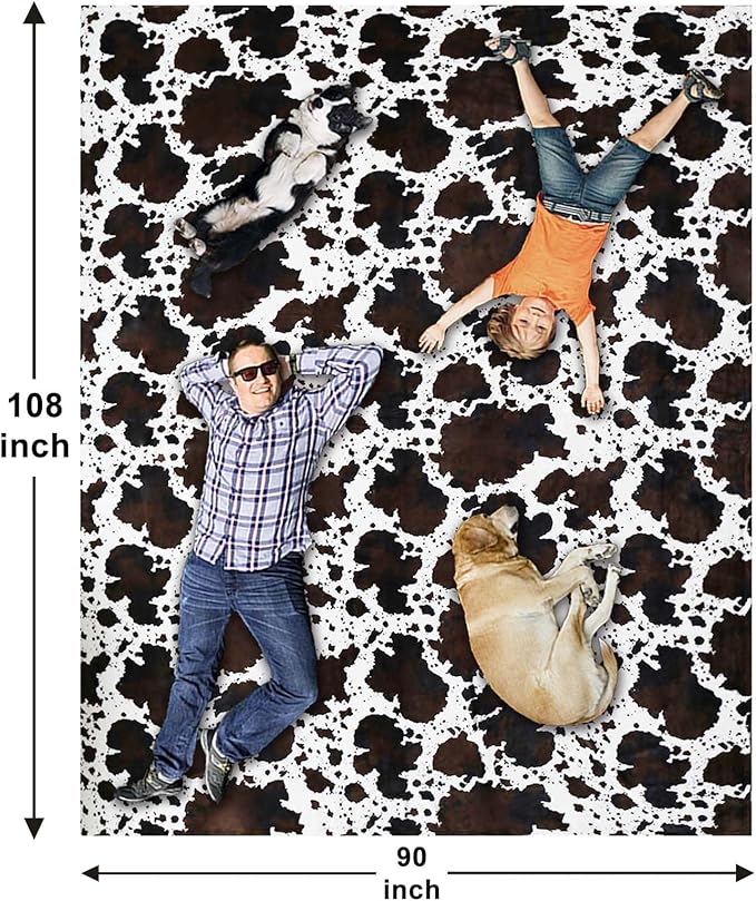 Bnuitland Brown Cow Print Blanket, Large Size 108x90 Inches - Image 4