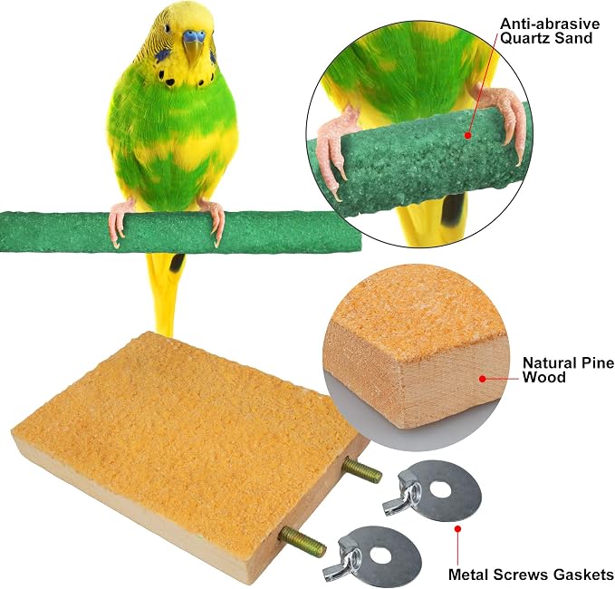 Bird Perches for Conure Stand Natural Wood Platform Bird Nail Trimming Perch - Image 4