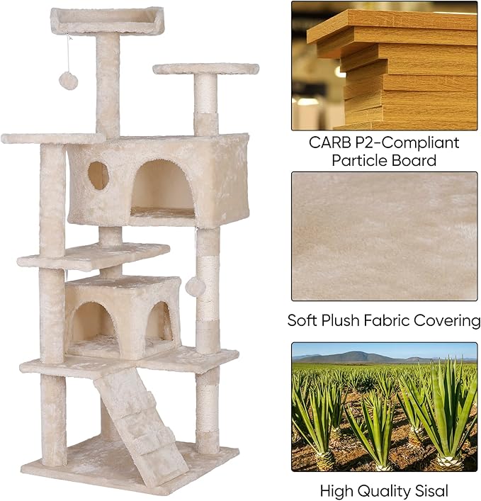 Premium Cat Tree 54-Inch Tall, Large Cat Condo Furniture - Image 4