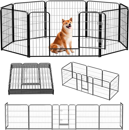 NEWBULIG Dog Playpen 8 Panels 32" Height Foldable Heavy Duty Metal Dog Exercise by NEWBULIG