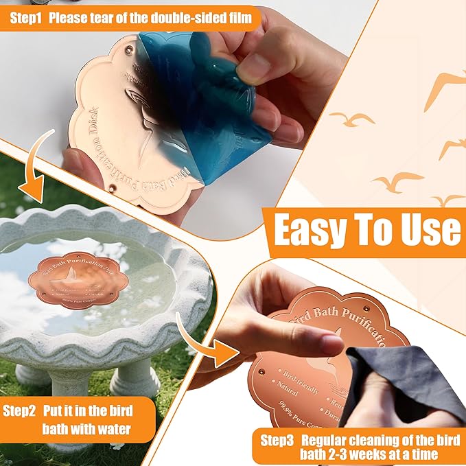 2P 4inches Bird Bath Purification Disk, 99.99% Pure Copper Bird Bath Disc Safe - Image 4