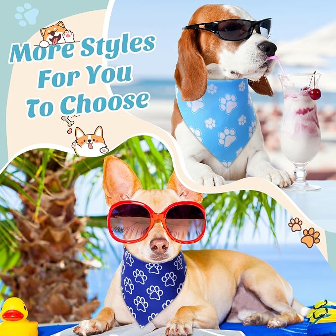 50 Pcs Blue Paw Print Dog Bandanas Bulk Animal Footprint Bandanas - Image 4