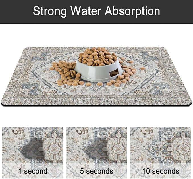 Dog Food Mats for Floors, Absorbent and Quick-Drying Pet Cat Food Mat, - Image 5