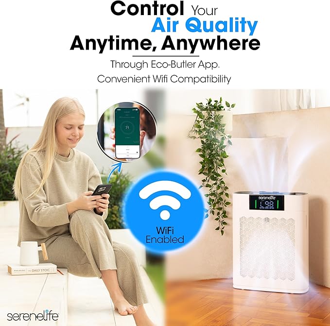 SereneLife HEPA Air Purifier for Home – Smart WiFi & App Control, Ultra-Quiet - Image 5