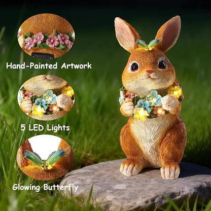 Solar Garden Statues Outdoor Easter Bunny Decorations - Image 2