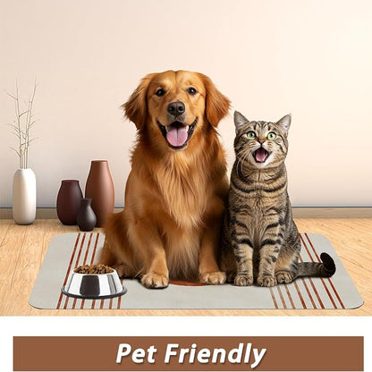 Sun Boho Dog Food Mat for Floors, Absorbent Quick-Dry Pet Feeding Mat, Cat Dog - Image 6