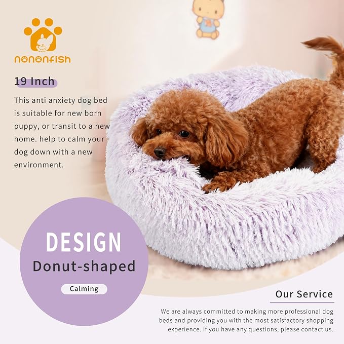 Calming Donut Dogs Beds for Small Dogs Washable, 19inch Fluffy Round Puppy Bed - Image 6