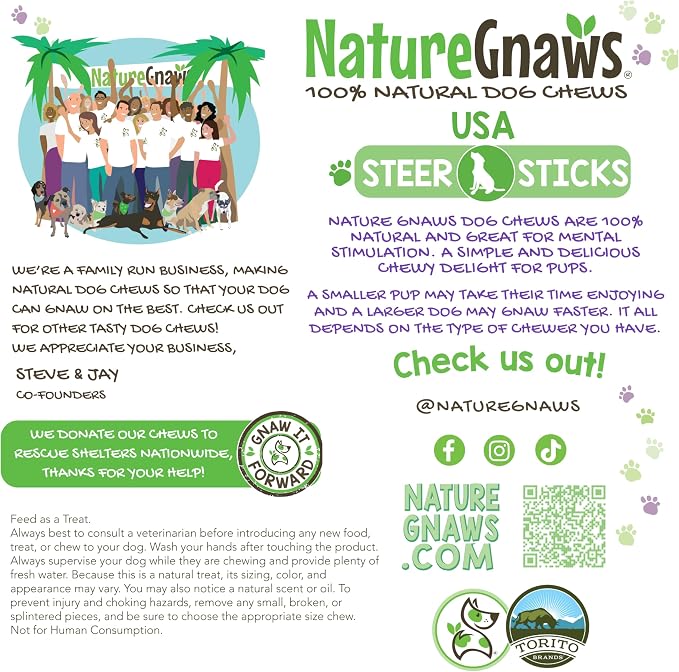 Nature Gnaws USA Steer Sticks for Dogs 5-7" - Image 5
