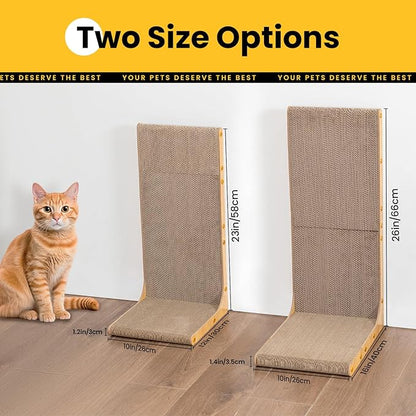 Cardboard Cat Scratcher, 23 Inch L Shape Scratch Pad Wall Mounted, Vertical - Image 2