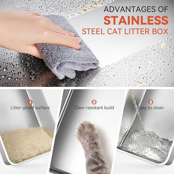 Enclosed Stainless Steel Cat Litter Box - Image 6