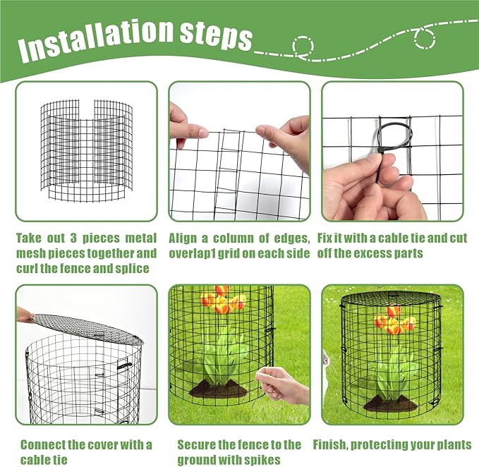 5 Packs Garden Plant Protectors from Animals, Metal Plant Cage Chicken Wire - Image 4